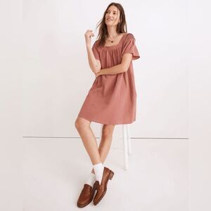 Madewell Lightspun Butterfly Square-Neck Mini Dress - Size XL - Vintage Quartz